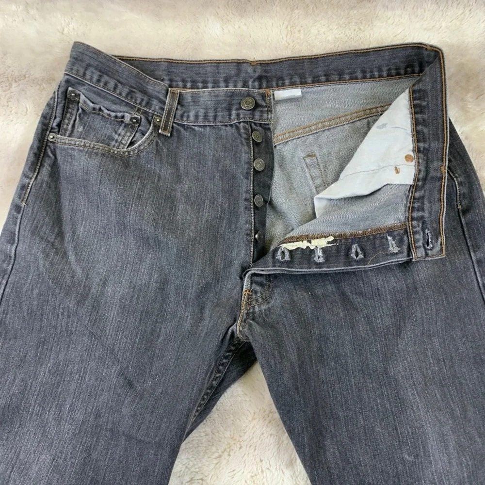 Levis 501 Mens Original Fit‎ Button Fly Faded Black Jeans 34x27 Straight Leg
